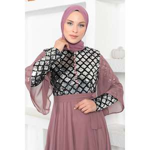 Vestido de Noche de Gasa con Volantes, Largo hasta el Suelo, Corte A, Cintura Imperio, Sencillo, para Fiesta, Talla XL, Liso Teñido, Floral - Product Image 2