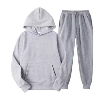 Unisex High Quality Custom Logo Solid Autumn Tracksuits Soft Breathable Spandex-<b>Polyester</b> <b>Hoodie</b> Sweatsuit Sets for Men & Women - Product Image 3