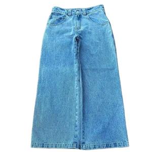 Customized <b>Men</b> Baggy <b>Wide</b> <b>Leg</b> <b>Jeans</b> Denim Pants Breathable Casual Style Embroidery Logo Streetwear <b>Jean</b> - Product Image 2