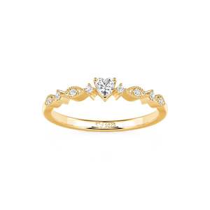 Jeulia 18K Gold Plated Vintage Milgrain <b>Thin</b> Band Heart Promise <b>Ring</b> - Product Image 3