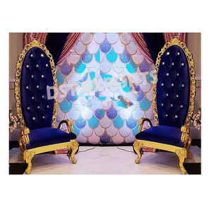Últimas sillas de boda de estilo barroco con respaldo alto Impresionantes sillas de boda doradas para novia y novio Nuevas sillas de escenario de boda de moda - Product Image 4