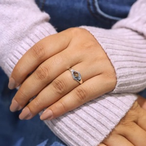 Anillo de lágrima de citrino Natural, joyería minimalista de Plata de Ley 925, anillo de flor de piedra amarilla, anillo apilable para regalo de mujer - Product Image 1