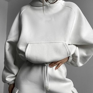 Chándales de mujer con capucha informales personalizados 100% algodón Trajes de sudor al por mayor Conjunto de 2 piezas transpirable de calidad superior - Product Image 4