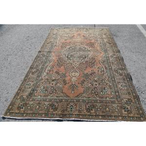 Tapis traditionnel en laine bleu orange 6.2x9.7 pieds classique Vintage turc tissage plat salon tapis Latex support Patchwork - Product Image 1