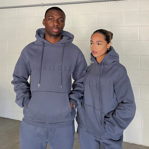 Logo personnalisé surdimensionné coupe lourde unisexe Gym Jogging survêtement pantalon de survêtement en éponge français et sweat à capuche ensemble 2 pièces - Product Image 2