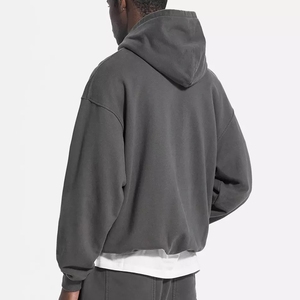 เสื้อฮู้ดแบบคร็อปสำหรับผู้ชาย, เสื้อฮู้ดแบบสวมหัวมีฮู้ดเสื้อ400gsm น้ำหนักมากปักลายสำหรับทุกเพศกระดุมติดฉลากส่วนตัว - Product Image 4