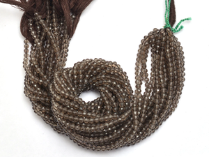 Piedra preciosa redonda facetada de cuarzo ahumado, cuentas de 3mm-4mm, cuentas sueltas de piedras preciosas semipreciosas de cuarzo ahumado marrón Natural para la fabricación de joyas - Product Image 3