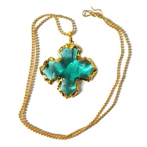 Collares de joyería de moda Collar de puntas de flecha con forma de luna de cristal verde natural - Product Image 3