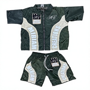 Custom Men's 100% Polyester Tracksuit Set Quick Dry Front Logo Hooded Windbreaker Jacket & Shorts Two-Piece Spring Outfit - Product Image 3