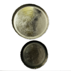 Silver Moon Metal decorativo Borde rasgado Aluminio Acabado crudo Frutero Centro de mesa con borde festoneado Cuencos y fabricante de platos - Product Image 6