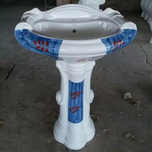 Precio al por mayor Artículos sanitarios modernos Lavabos independientes Lavabo de baño Lavabo de pedestal de lavado a mano de cerámica - Product Image 5