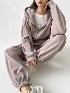 Women's Plus Size Eco-Friendly 100% Cotton Fleece Lightweight <b>Tracksuit</b> Set Solid Pattern Winter Activewear Sweatsuit Hooded - Product Image 4