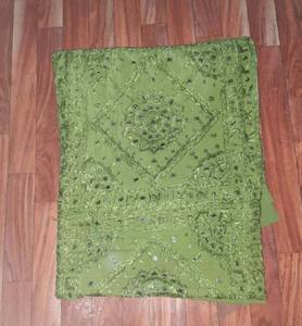 Broderie en soie à la main de couleur verte traditionnelle avec couvre-lit miroir à la main, couvre-lit, housse de couette brodée à la main décorative - Product Image 4