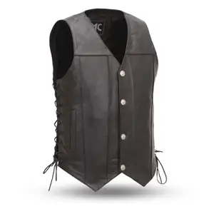 Gilet de moto en cuir américain classique pour hommes