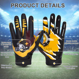 Meilleur prix d'usine Gants de gardien de football personnalisés pour l'entraînement, les matchs et les sports de plein air Gants de football américain - Product Image 3