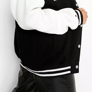 Women's High Quality Durable Breathable Cotton Varsity <b>Jacket</b> with Rib Knit Collar Full Sleeves Clothing Women's Varsity <b>Jackets</b> - Product Image 2