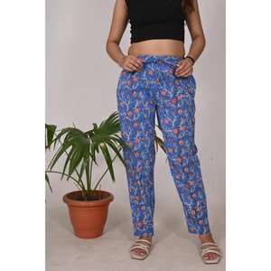 Pantalon de nuit en coton imprimé fleuri pour femmes taille élastique vêtements de nuit d'été légers avec coupe décontractée - Product Image 2