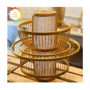 Bamboo <b>Lamp</b> Minimalist Ceiling Light Fixture With Eco Bamboo And Rattan Weaving Made In Vietnam - Product Image 1