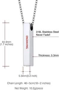 สร้อยคอโกศสแตนเลส4ด้านสำหรับขี้เถ้าเครื่องประดับสแตนเลสจี้โกศสำหรับผู้ชายผู้หญิงกำหนดขนาดได้เอง - Product Image 4