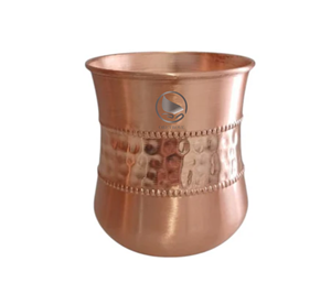 Vaso de vidrio de diseño martillado de cobre puro Oretrove-Serveware & Drinkware con beneficios ayurvédicos-300 ML - Product Image 6