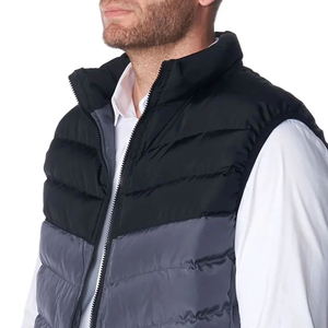 Unisex Color Block Quilted Vest Stand Collar Hooded Zipper Closure Waterproof Breathable Windproof Casual Winter <b>Jacket</b> Regular - Product Image 3