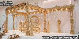 Mandap Tallado Mayur para Ceremonia de Boda Gujarati, Mandap con Tema de Palacio para Ceremonia de Boda India, Magnífico Mandap de Madera para Eventos en Australia - Product Image 2
