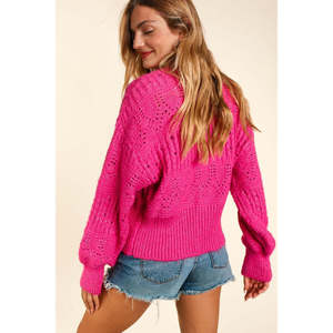 Cardigan Crop a Maniche Lunghe con Bottoni, Stile Casual, Taglia Intera - Product Image 3