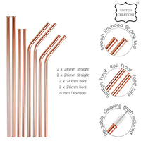 100% pur cuivre paille réutilisable ayurvédique pureté cuivre paille à boire taille personnalisée avec barre accessoires boîte emballée