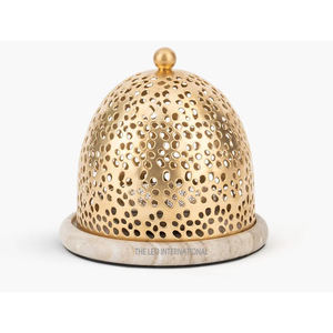 เตา bakhoor ทรงกลมทำจากเหล็กเคลือบเงาสีทอง - Product Image 5