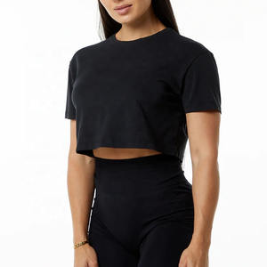 Novedades, oferta completa de verano, Tops cortos para mujer, Tops cortos lisos de manga corta de Color sólido, camiseta para mujer, ropa de calle informal - Product Image 5