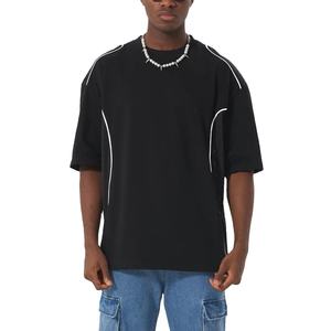 Camiseta Deportiva para Hombre, Personalizada con Logotipo, Paneles en Contraste, Corte Holgado, Tela de Jersey de Algodón - Product Image 1