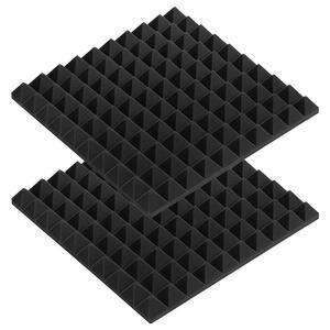 Panneaux acoustiques de plafond en bois modernes, lot de 2, forme pyramidale, noir, 0,5 m x 0,5 m, 2 pouces d'épaisseur, pour hôtels - Product Image 1