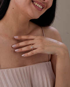 Bisel Set 0.21ctw Ronda Brillante Corte Diamante Halo Cadena cubana Anillo de bodas en oro rosa de 18K Anillo al por mayor Regalo para ella - Product Image 3