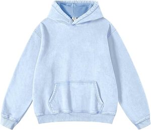 Onstyle High Quality Autumn 460g Heavy <b>Weight</b> Cotton <b>Blank</b> Washed Distressed Loose Casual Outdoor Sports Men's Zipper up Hoodie - Product Image 4