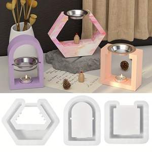 Brûleur d'encens en résine, moule en silicone, ornements géométriques, moule à bougie, diffuseur d'arômes, moule en résine, chandelier, décoration de la maison - Product Image 3