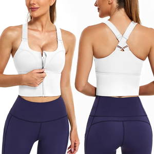 Sujetador De Cierre Frontal Deportivo Almohadillas extraíbles ajustables Sujetador deportivo De palangre para mujer con cremallera frontal - Product Image 1
