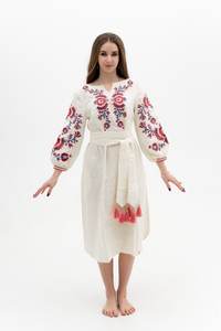 Robe mi-longue en dentelle vintage haute formelle décontractée brodée maille longue 100% coton naturel tour de taille tissé méthode de tissage - Product Image 4