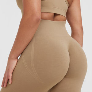 Venta al por mayor de alta calidad hasta el tobillo sensación de nailon mujeres Yoga Transferencia de Calor diseño de logotipo pantalones cintura alta - Product Image 6