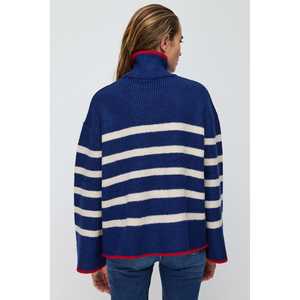 เสื้อสเวตเตอร์ถักลายทางลำลอง 100% อะคริลิก คอเต่า แขนยาว - Product Image 5