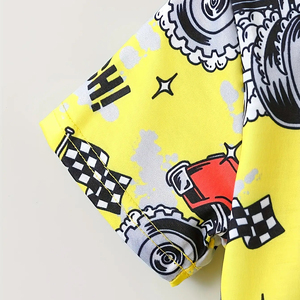 ชุดเสื้อผ้าเด็กผู้ชายสไตล์ฤดูร้อน 2025 ลดราคาสุดฮอต ชุดลำลองแขนสั้นลายพิมพ์ - Product Image 5