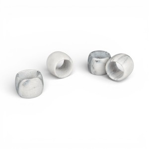 <b>White</b> Veined Marble Napkin Rings With Smooth Cylinder Shape For Elegant <b>Dining</b> <b>Table</b> Decor Unique - Product Image 2