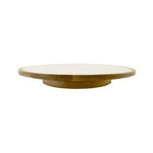 Bol et plat de service en émail blanc en bois - Product Image 3