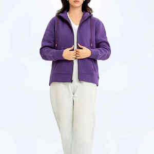 Top corto para mujer, sudadera con cremallera completa, Color sólido, gimnasio, cremallera, Sudadera con capucha, logotipo frontal de punto, ropa deportiva de invierno - Product Image 5