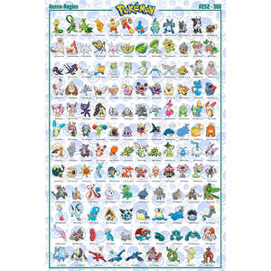 Póster de Pokémon estilo Art Deco moderno, región de Hoenn # 252-386) Arte de pared en papel enmarcado - Product Image 1