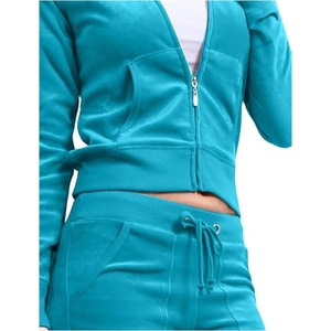 Conjunto Deportivo de Dos Piezas para Mujer, Talla Grande, Invierno, Estampado Sólido, Sudadera con Capucha, Pantalones Deportivos, Transpirable - Product Image 4