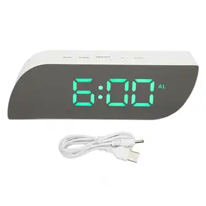 Luxury Multifunctional Wake Up Digital Mirror Led Alarm Table Clock With Snooze Temperature Backlight