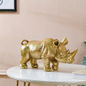 Centro de mesa de rinoceronte decorativo de latón AK con acabado dorado para adornos de decoración del hogar/Decoración de Hotel - Product Image 1