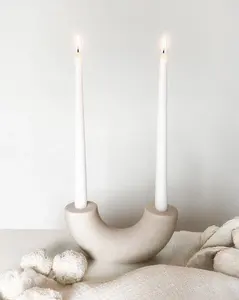 Portavelas de Metal indio con forma de medio círculo de diseño creativo aluminio recubierto de polvo blanco para decoración del hogar - Product Image 2