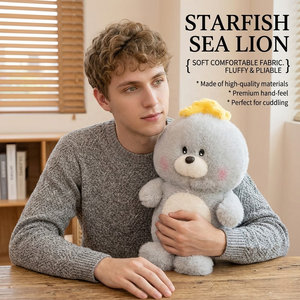 Aika - Peluche <span class=keywords><strong>de</strong></span> León Marino Súper Suave con Relleno <span class=keywords><strong>de</strong></span> Algodón PP, Corona Amarilla, Decoración Kawaii para Cuarto Infantil - Product Image 4