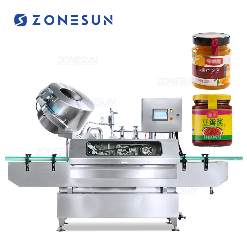 ज़ोनुन ZS-XG01 स्वचालित कांच की बोतलें फल जाम जार धातु के मोड़-ऑफ कैप वैक्यूम भाप कैप्पिंग मशीन